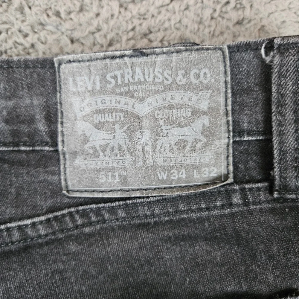 Levis 511 Slim Fit‎ Black Wash Stretch Denim Mens Jeans 34x32